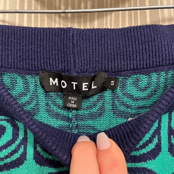 Motel Rocks Sabila Trouser-Swirk Green and Blue - Picture 4 of 6